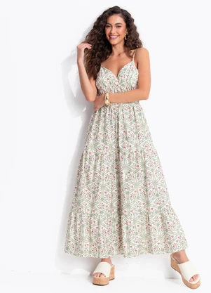 Farm - Vestido Cropped Encanto Floral Bege - FARM