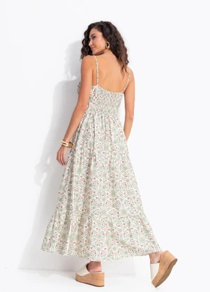 Farm - Vestido Cropped Encanto Floral Bege - FARM