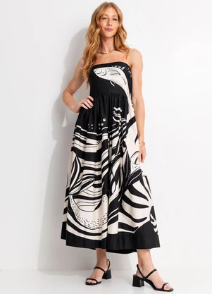 Farm - Vestido Cropped Festa de Mar Preto - FARM