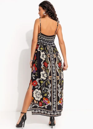 Farm - Vestido Cropped Flor de Fita Preto - FARM