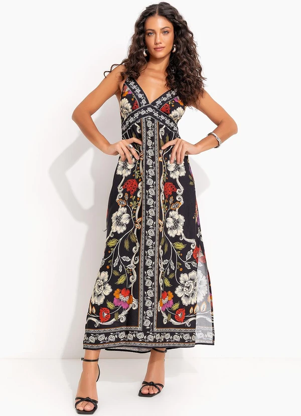 Farm - Vestido Cropped Flor de Fita Preto 3