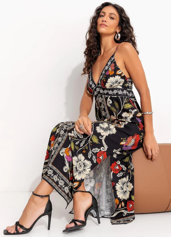 Farm - Vestido Cropped Flor de Fita Preto 4