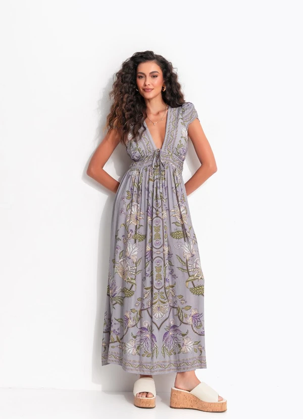 Farm - Vestido Cropped Flor do Deserto Roxo
