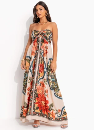 Farm - Vestido Cropped Flor do Rio Bege - FARM