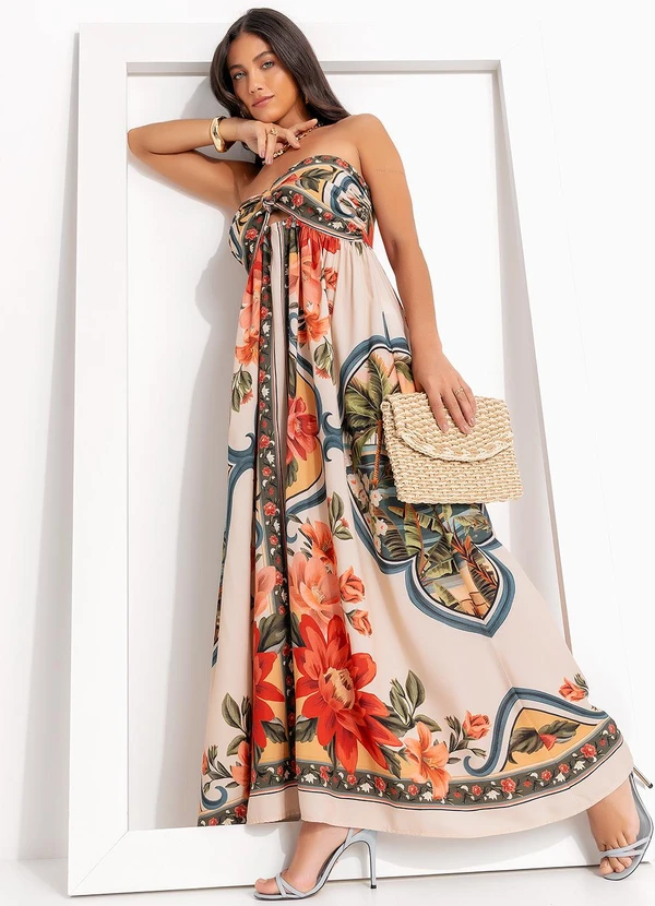 Farm - Vestido Cropped Flor do Rio Bege 3