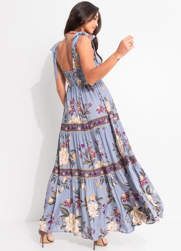 Farm - Vestido Cropped Floral Beatriz Azul 2