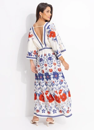 Farm - Vestido Cropped Floral Lina Bege - FARM