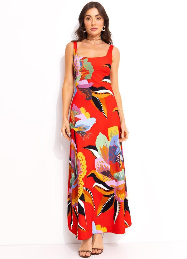 Farm - Vestido Cropped Floral Lucia Vermelho