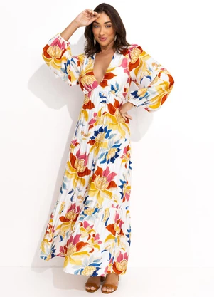 Farm - Vestido Cropped Floral Majestoso Off White - FARM