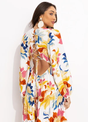 Farm - Vestido Cropped Floral Majestoso Off White - FARM