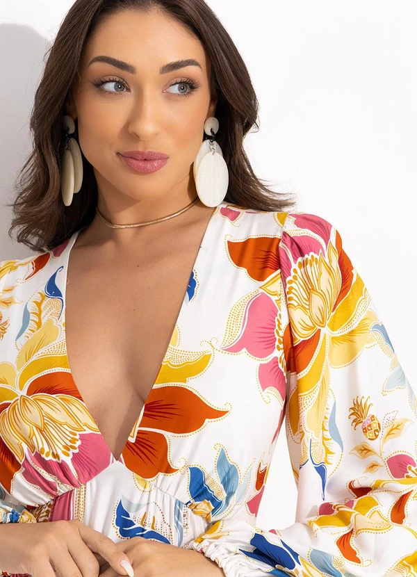 Farm - Vestido Cropped Floral Majestoso Off White 7