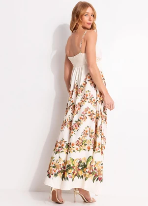 Farm - Vestido Cropped Floral Mali Bege - FARM