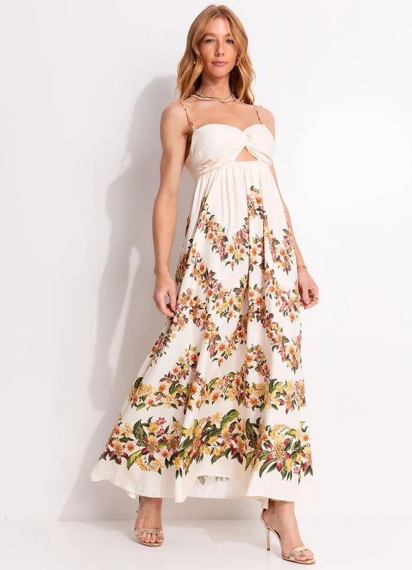 Farm - Vestido Cropped Floral Mali Bege 3