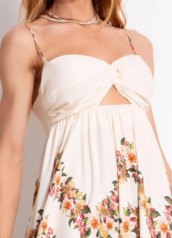 Farm - Vestido Cropped Floral Mali Bege 4