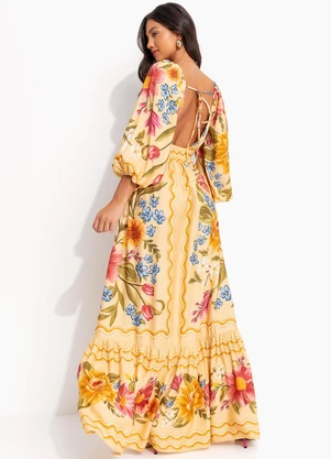 Farm - Vestido Cropped Floral Mari Amarelo - FARM