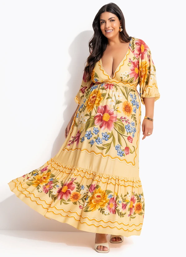 Farm - Vestido Cropped Floral Mari Amarelo 10