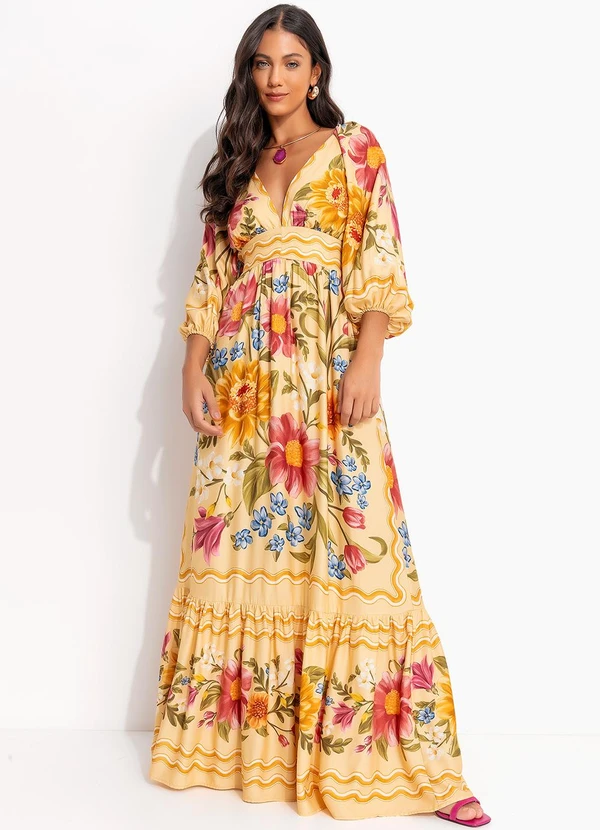 Farm - Vestido Cropped Floral Mari Amarelo 3