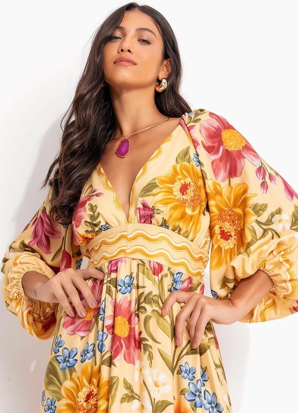Farm - Vestido Cropped Floral Mari Amarelo 4