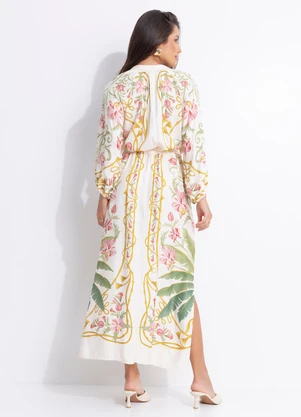 Farm - Vestido Cropped Floral Nusa Bege - FARM