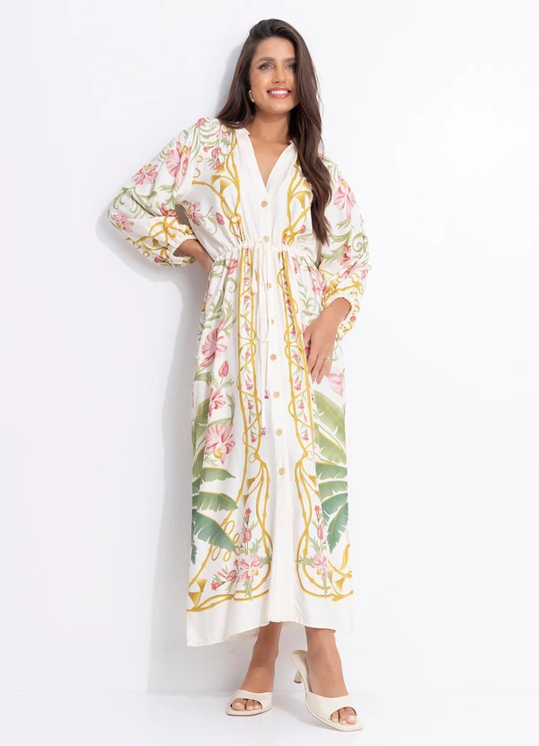 Farm - Vestido Cropped Floral Nusa Bege 3