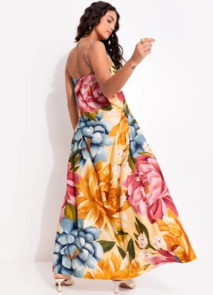 Farm - Vestido Cropped Floral Rebeca Amarelo - FARM