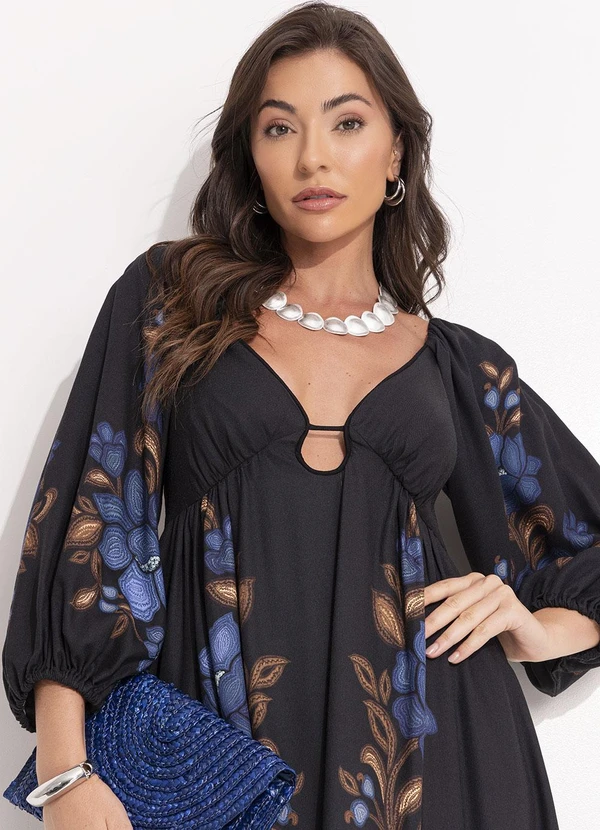 Farm - Vestido Cropped Floral Renata Preto 9