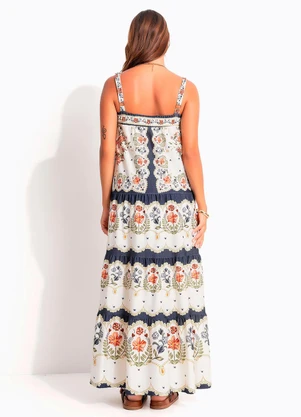 Farm - Vestido Cropped Floral Sereno Bege - FARM