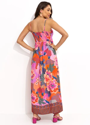 Farm - Vestido Cropped Floresta Florida Rosa - FARM