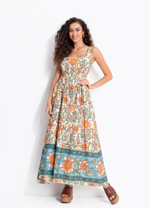 Farm - Vestido Cropped Jardim Boho Bege - FARM