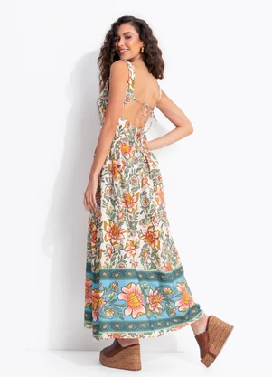 Farm - Vestido Cropped Jardim Boho Bege - FARM