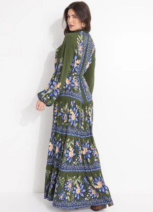 Farm - Vestido Cropped Jardim Chintz Lenço Verde - FARM