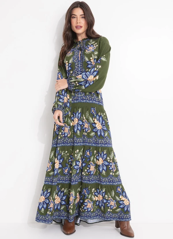 Farm - Vestido Cropped Jardim Chintz Lenço Verde 3