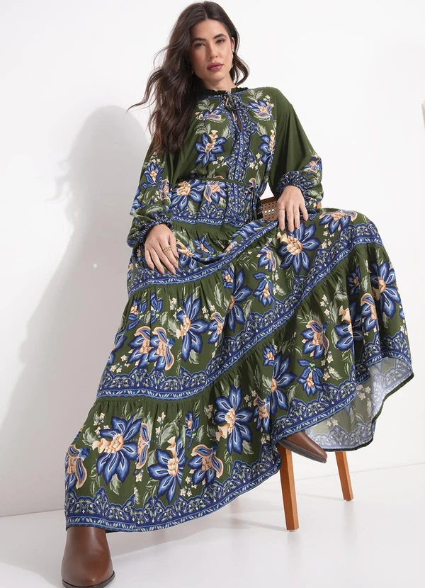 Farm - Vestido Cropped Jardim Chintz Lenço Verde 4