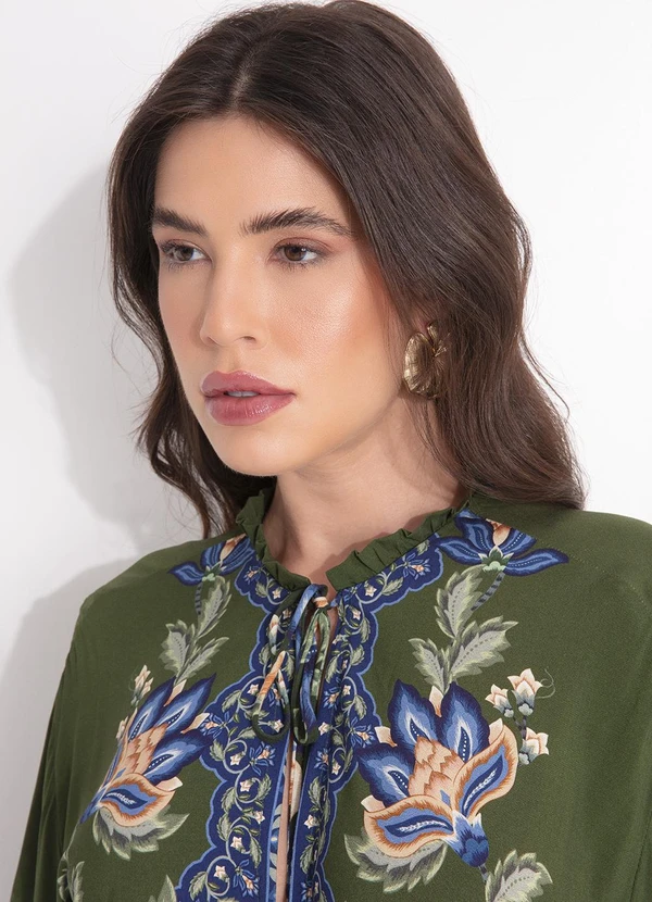 Farm - Vestido Cropped Jardim Chintz Lenço Verde 6