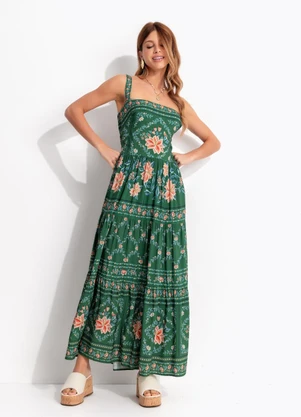 Farm - Vestido Cropped Jardim de Azaleias Verde - FARM