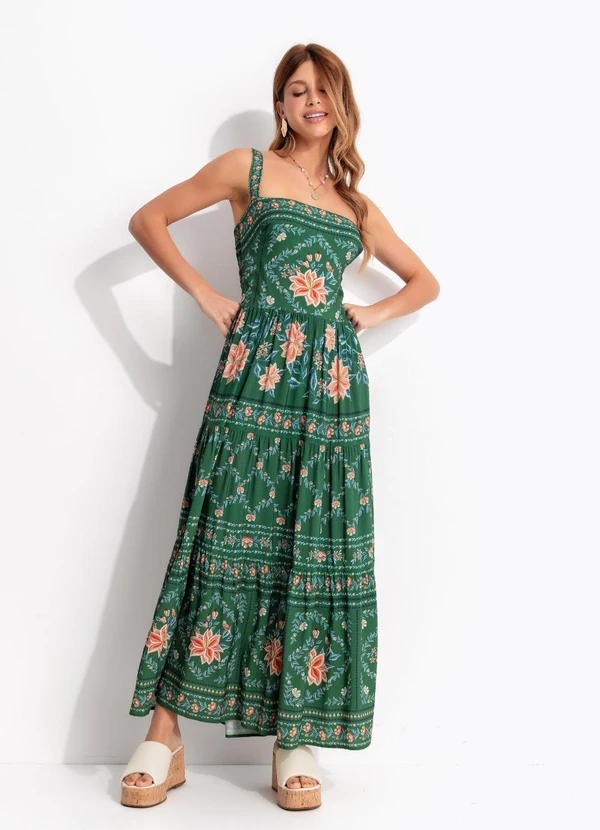 Farm - Vestido Cropped Jardim de Azaleias Verde