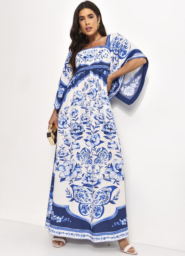 Farm - Vestido Cropped Jardim de Porcelana Azul