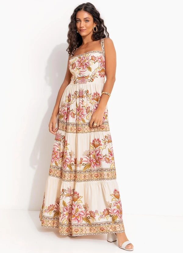 Farm - Vestido Cropped Jardim Majestoso Bege