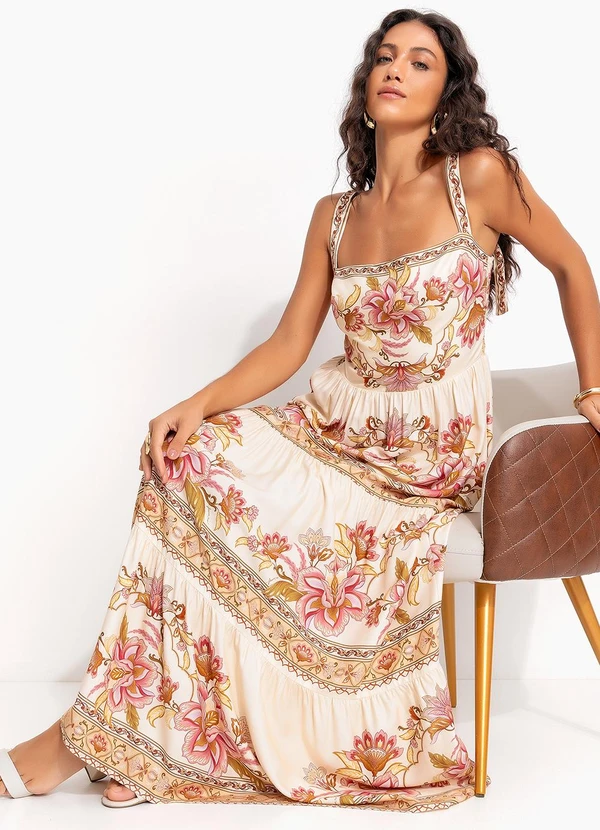 Farm - Vestido Cropped Jardim Majestoso Bege 3