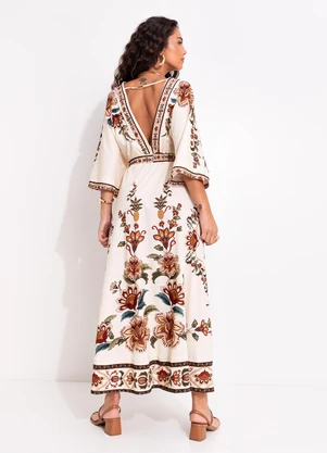 Farm - Vestido Cropped Jardim Majestoso Bege - FARM