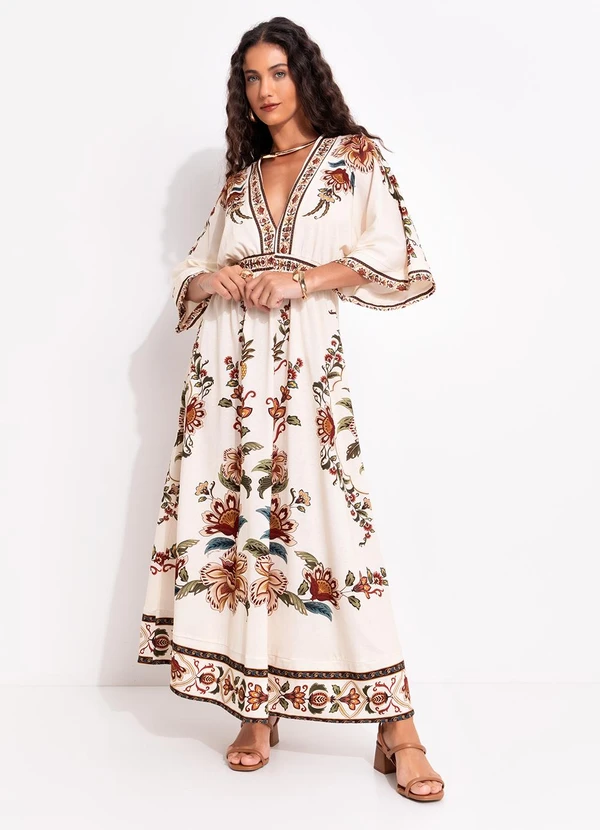 Farm - Vestido Cropped Jardim Majestoso Bege 3