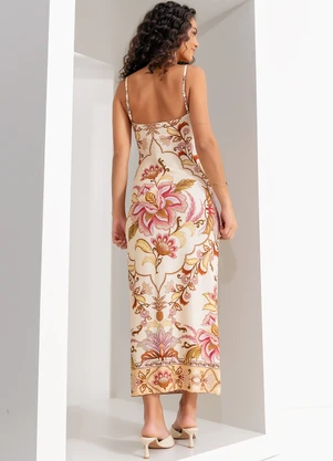 Farm - Vestido Cropped Jardim Majestoso Bege - FARM
