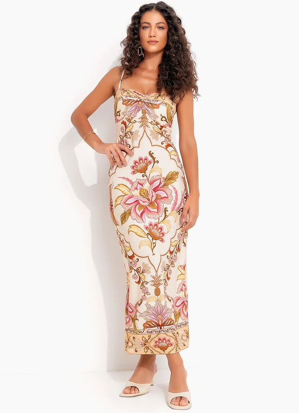 Farm - Vestido Cropped Jardim Majestoso Bege 3