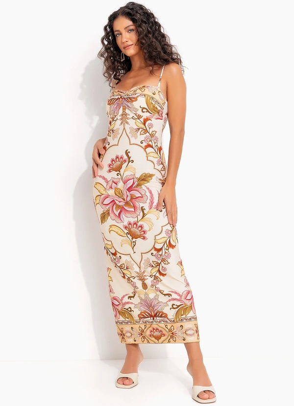 Farm - Vestido Cropped Jardim Majestoso Bege 4