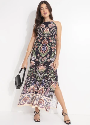 Farm - Vestido Cropped Jardim Maravilhoso Preto - FARM