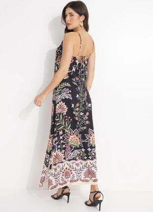 Farm - Vestido Cropped Jardim Maravilhoso Preto - FARM
