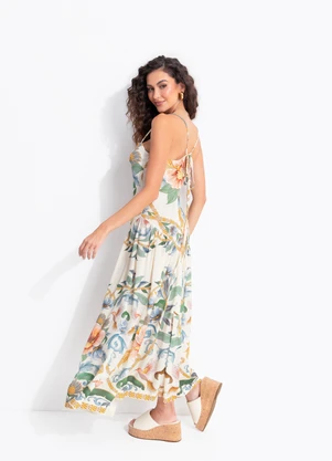 Farm - Vestido Cropped Jardim Real Bege - FARM
