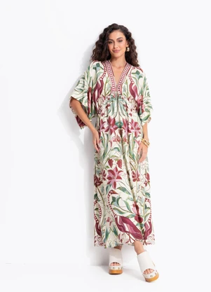 Farm - Vestido Cropped Jardim Vitral Bege - FARM