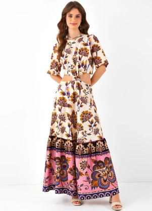 Farm - Vestido Cropped Jasmin Bege - FARM