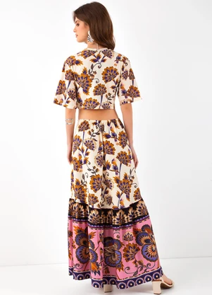 Farm - Vestido Cropped Jasmin Bege - FARM